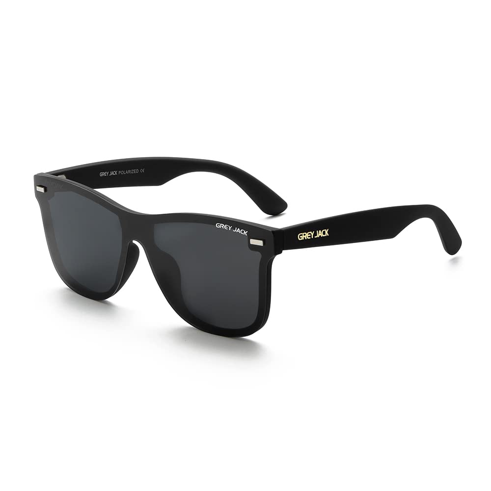 grey jack Flat Top Lens Sunglasses,TR90 Retro One Piece Shades Polarized Sunglasses for Men Women 650 - Review, Price and Buying Guide