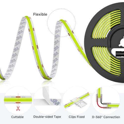 Tira LED COB verde 5m 480 LEDs/m 12V DC IP30 miniatura 7