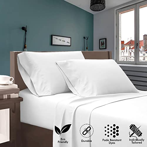 Urbanhut 700 Thread Count Luxury Queen Sheets Set, Egyptian Cotton Sheets (4 Pc Set) Quality - Sateen Sheets For Queen Size Bed - Smooth Soft & Thick Sheets With 15" Deep Pocket (White) #TOP4