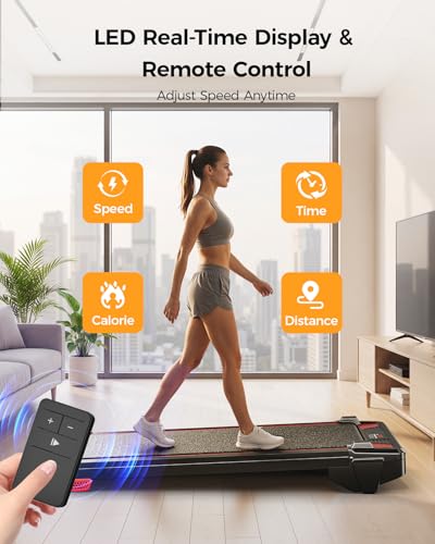 Image of Walking Pad Treadmill, BestGod Treadmills for Home 330LBS Capacity Under Desk Treadmill with Incline Running Pad, Compact Portable Desk Treadmills Small Exercising Walk Pad with Remote Control