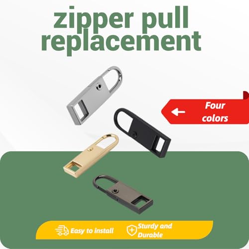BagHeiyy 8 Pcs Zipper Pull Replacement – Easy to Install Spring-Loaded Metal Zipper Pulls, No Tools Required – Hook-Style for Jackets, Backpacks, Suitcases, and More