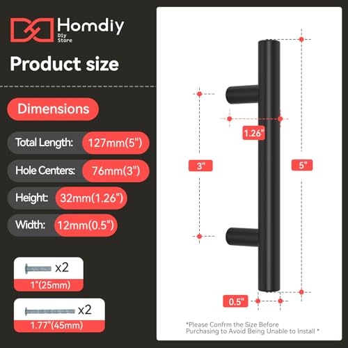 Image of homdiy Black Cabinet Handles 30Pack 3inch Hole Center Kitchen Drawer Pulls and Knobs Stainless Steel Cabinet Hardware for Bathroom, Cupboard