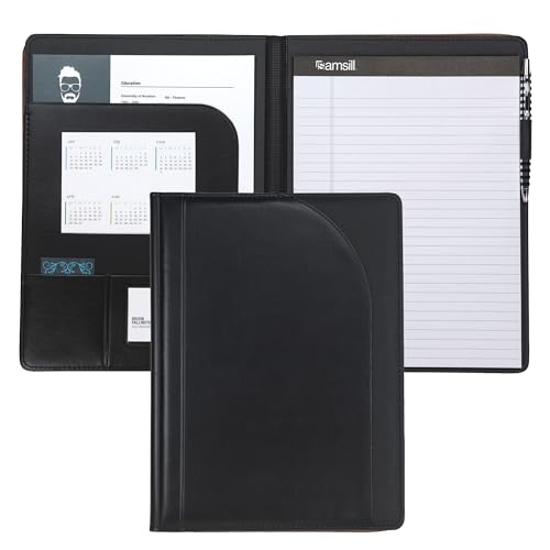 Samsill Two-Tone Padfolio, Resume Portfolio, Business Portfolio, with 8.5 x 11\" Writing Pad, Black & Black