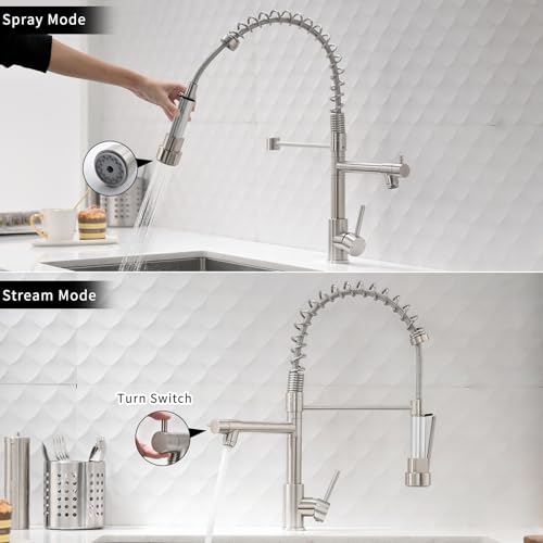 AIMADI Kitchen Faucet with Pull Down Sprayer,Commercial Stainless Steel Pull Down Sprayer Kitchen Faucet Single Hole Single Handle RV Laundry Outdoor Kitchen Sink Faucets by AIMADI - Image 7