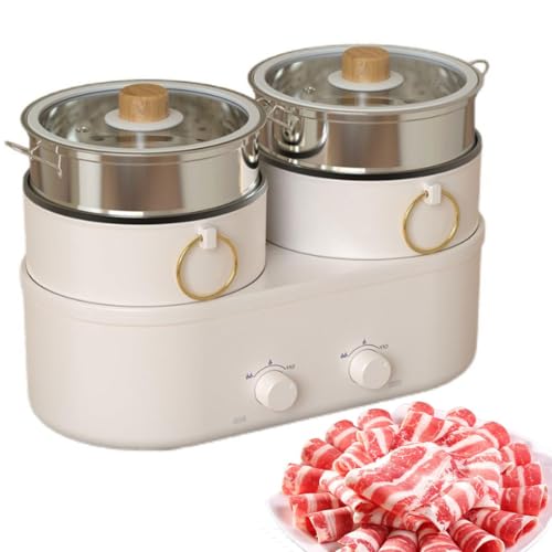 MZBDYYF Electric Hot Pot Split 1200W Slow Cooker – Nicht -Stick, Dampfer aus Edelstahl, Doppelauskleidung – perfekt für Partys, Familienversammlungen MZBDYYF Electric Hot Pot Split 1200W Slow Cooker – Nicht -Stick, Dampfer aus Edelstahl, Doppelauskleidung – perfekt für Partys, Familienversammlungen