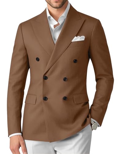 Wangyue Double Breasted Blazer Mens Casual Jacket Slim Fit Suits for Men Double Breasted Jacket Wedding Suit Set