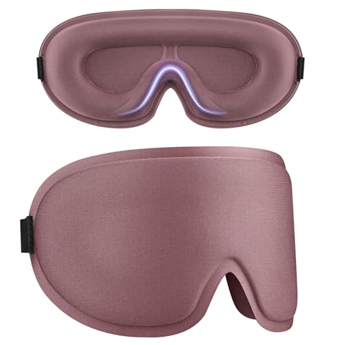 Wanme Antifaz para Dormir para Mujer y Hombre, Diseño Ergonomico 3D para Las Pestañas y Los Movimientos Oculares, Máscara para Dormir Transpirable y Bloqueadora de Luz (Pasta de Frijoles Rosa)