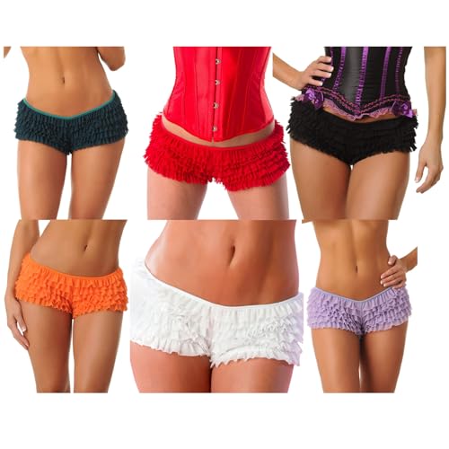 Image of Women Ruffle Bloomers Y2k Lace Trim Lolita Pettipants Cute Layered Frill Pumpkin Bottom Shorts Sweet Booty Panties