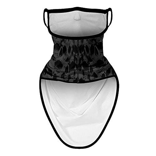Obacle Bandana Face Mask With Ear Loops Neck Gaiter Face Mask Scarf Face Cover For Men Women (Skull Flower Face Gray Lip) #TOP4