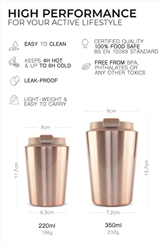 MAMEIDO Taza termica 350ml Rosé Quartz - Termo café para llevar acero inox sin BPA, Antigoteo, Vaso termico café y té… - Imagen 6