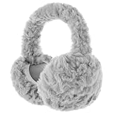 Passionbility Ear Muffs For Winter Women, Soft Fluffy Earmuffs Ear Covers Outdoor, Foldable Ear Warmers for Cold Weather, Grey