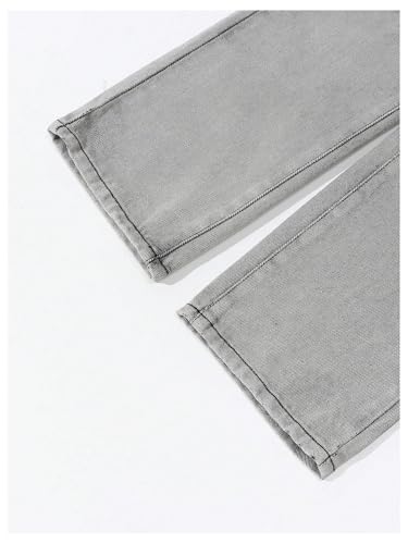 WDIRARA Girl's Heart Patched Elastic Waist Straight Leg Jeans Denim Pants4