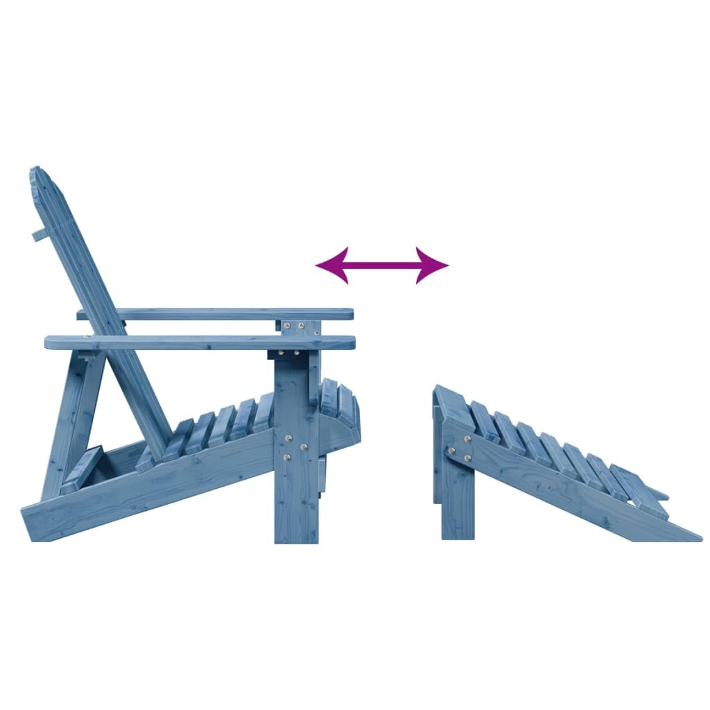 vidaXL Silla Adirondack con otomana Madera Maciza de Abeto Azul