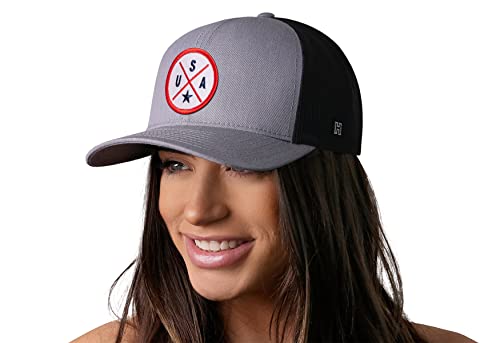 Image of HAKA State City Trucker Hat for Men & Women, Adjustable Baseball Hat, Mesh Snapback, Sturdy Outdoor Black Golf Hat