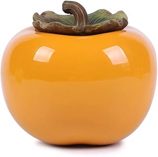 Ceramic Sugar Bowl Persimmon Shape Seasoning Pot Storage Jar with Lid