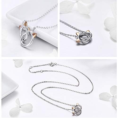Collier pendentif chat argent Sterling 925 véritable