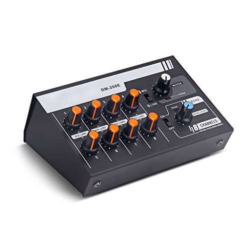 DM-208E M Audio Mixer Portable Switchable Stereo 4 & Mono 8 Channels Microphone DJ Controller