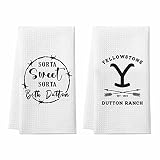 Homythe Yellowstone Merchandise, Sorta Sweet Sorta Beth Dutton Gifts, 2 Pack Yellowstone Kitchen Tow