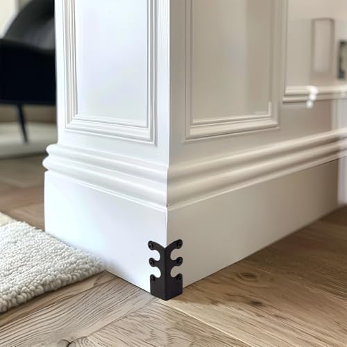 Image of Skiffers Baseboard Corner Protectors, Vintage Metal Covers for Wall Corners, Decorative Skirting Board Protectors (Black, 10pcs)