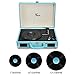 Vinyl Stereo Blue Record Player 3 Speed Portable Turntable Suitcase Built in 2 Speakers RCA Line Out AUX Headphone Jack PC Recorder