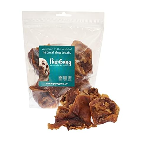 PawGang - Pig Inner Ear 200g - 100% Natural Pork EU Sourced Treats for Dogs Puppies Young Adult Old Small and Large Dog - Tasty Air Dried Chews Snacks - Healthy Hypoallergenic - Low Fat Grain Free Raw Cover