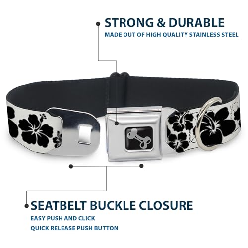 Collier de chien imprimé hibiscus Buckle Down réglable 11-43,2 cm