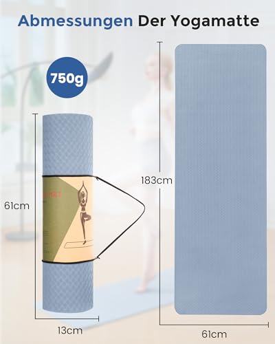 Oak-Tea-Yogamatte-Rutschfest-Fitnessmatte-Umweltfreundliche-TPE-Sportmatte-mit-Tragegurt-Gymnastikmatte-fur-Pilates-Yoga-Workout-183-x-61-x-06-cm | Dealmeister.io Alt tag für bilder post titel