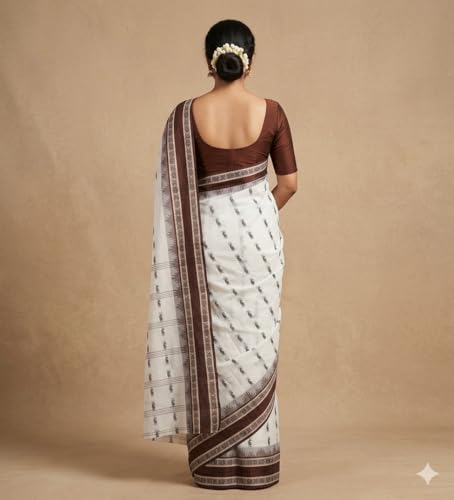 Image of eC ESHA'S COLLECTION Women's Traditional Pure Cotton Katki Tant Saree Without Blouse Piece
