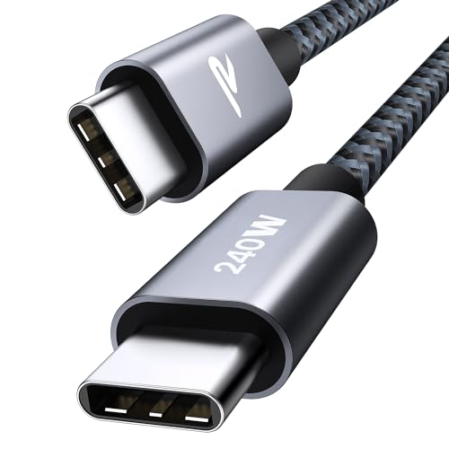 RAMPOW Câble USB C vers USB C 240W 2M PD3.0, Charge Rapide Nylon Tressé Compatible iPhone 17/16/15 Pro Max, MacBook Neo/Pro/Air, Samsung Galaxy S26/S25, iPad Pro,...