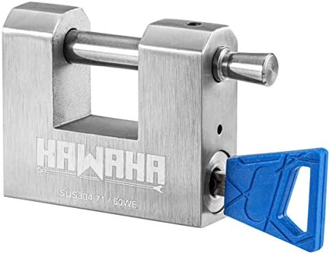 KAWAHA 71/60KD-5K Stainless Steel D-Shaped Padlock with Key for Garage Door, Containers, Shed, Locker and Warehouse (2-3/4 inch, Keyed Different - 5 Keys)