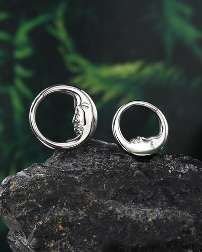 COCHARM Moon Face G23 Solid Titanium Septum Ring 16G Silver Septum Jewelry Dainty Helix Daith Earrings for Women Daith Piercing Jewelry 8/10MM4