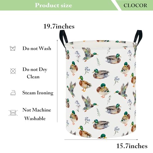 Image of CLOCOR Large Laundry Basket,Waterproof Nursery Hamper,Collapsible Fabric Storage Container,Room Decor,Gift Basket(Mallard