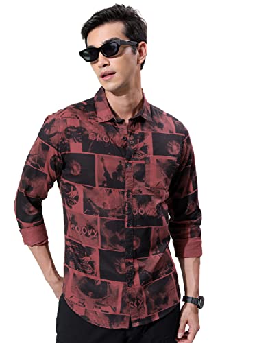 Image of Ketch Men Cotton Slim Fit Printed Full Sleeve Shirt