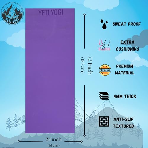 Image of EVA Yoga Mat 4mm Purple Anti Slip Exercise Workout Mat Durable Comfortable Unisex Home Gym Pilates Training Fitness Mat