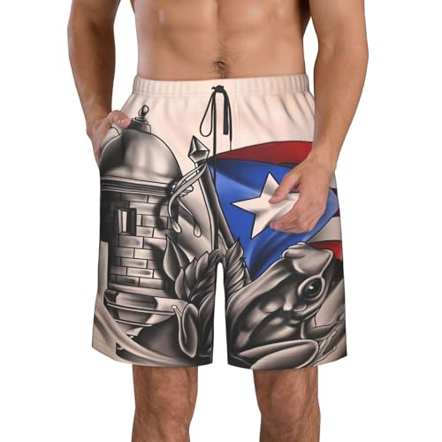 Men Beach Shorts Casual Swim Trunks Quick Dry Board Short Hawaii Bathing Sport Trunk with Drawstring for Gym Surfing