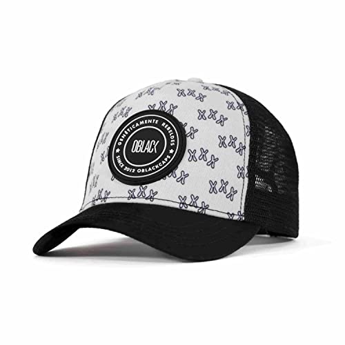 Casquette de baseball Oblack Trucker Origins Asindown blanche et noire taille unique