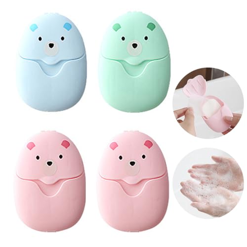 Visxcnu 200 Hojas jabón, jabón Papel portátil, Colores Surtidos Papel Jabón, Jabón Papel Desechable Portátil En Laminas con Caja Plástico, Papel Jabón Mini Viaje para Acampar Viaje Camping