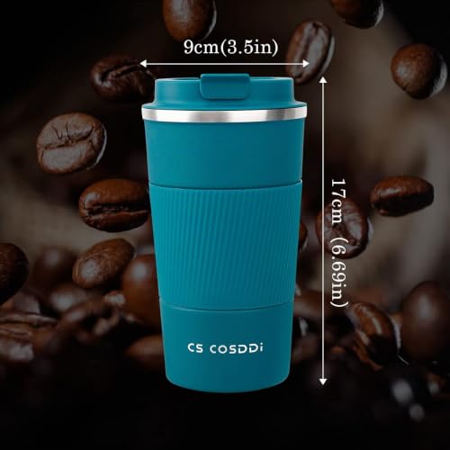 Miniatura 7 de Cs Cosddi Tazas De Viaje Aisladas Con Tapa A Prueba De Fugas, Tazas De Café Reutilizables, Taza De Café Para Coche, Taza Térmica De Acero Inoxidable Para Agua Caliente Y Fría Y Té De 510 Ml Azul-A