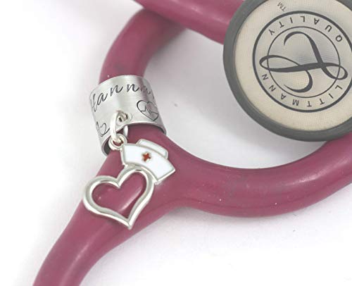 Stethoscope ID Tag - Ring - Littmann - Charm - Personalized Name Tag - Nurse Graduation Gift
