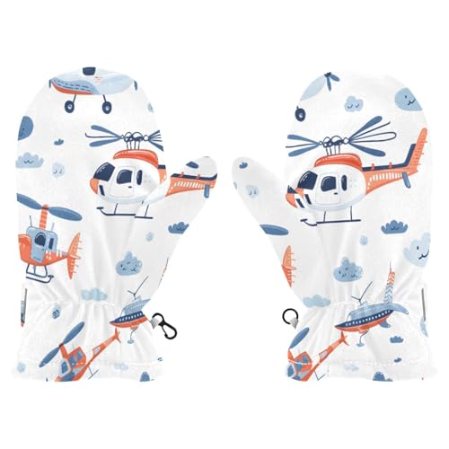 Kid's Winter Gloves Children Warm Gloves Airplane Cloud for Boys Girl Age 4-6 Years
