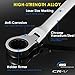 YIYEIE 6 Pcs Extra Long Flex Head Ratcheting Wrench Set, Metric Long Wrench 8mm - 19mm, 72-Tooth Double Box End Wrenches, Chrome Vanadium Steel with Mirror Polish Finish, Rolling Pouch
