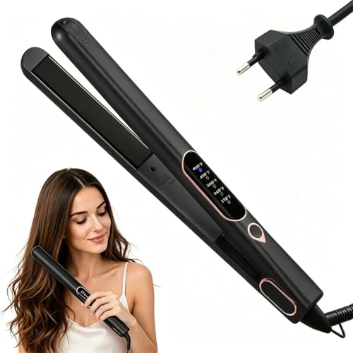 Plancha de pelo cerámica de titanio con LCD y voltaje dual miniatura 1