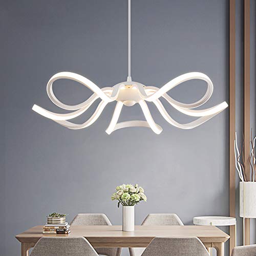 Lustre suspension LED dimmable 65W design rond blanc en acrylique avec télécommande pour salle à manger