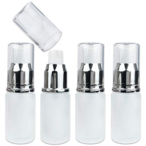 PANA 4 pcs Frosted Glass Spray Bottle with Fine Mist Sprayer and Cap for Holding Perfume, Essential Oils, Beauty Sprays and Other Liquids (4 Bottles, Silver) (20 ML)