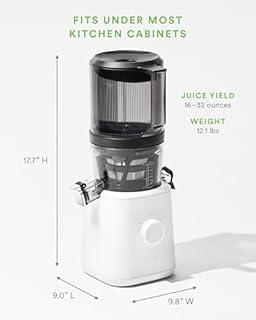 Nama J2 Cold Press Juicer, Self Feeding for Hands-Free Operation with Wide Mouth Hopper for Full Recipe Load, No Residue Chew Juicer for More Juice, Less