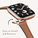 STIROLL Slim Leather Bands Compatible with Apple Watch Band 38mm 40mm 41mm 42mm(Series 11 10), Top Grain Leather Watch Thin Wristband for iWatch SE 9 8 7 6 5 4 3 2 1 (Brown Rose Gold)