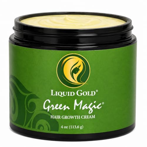 Liquid Gold® Green Magic Hair Growth Cream – Hair Regrowth Treatment for Thinning Hair, Bald Spots & Edges | Sulfur Herbal Formula for Faster, Thicker Growth (4 oz) Liquid Gold® Green Magic Hair Growth Cream – Hair Regrowth Treatment for Thinning Hair, Bald Spots & Edges | Sulfur Herbal Formula for Faster, Thicker Growth (4 oz)