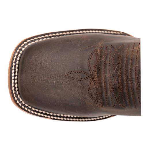 Mens Patriot Embroidered Square Toe Casual Boots Mid Calf - Brown4