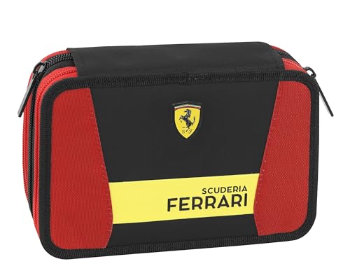 Ferrari KIDS - Astuccio 3 Scomparti Bambina e Bambino con Cancelleria Scuola Integrata e Vani Portapenne + Penna Cancellabile Frixion - Astuccio Scuola Organizer Grande