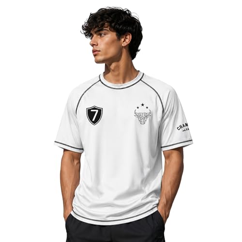 Image of Boys Football Players Jersey T-Shirt | Looper Polyester Sports Wear | Half Sleeve Round Neck Casual for Men